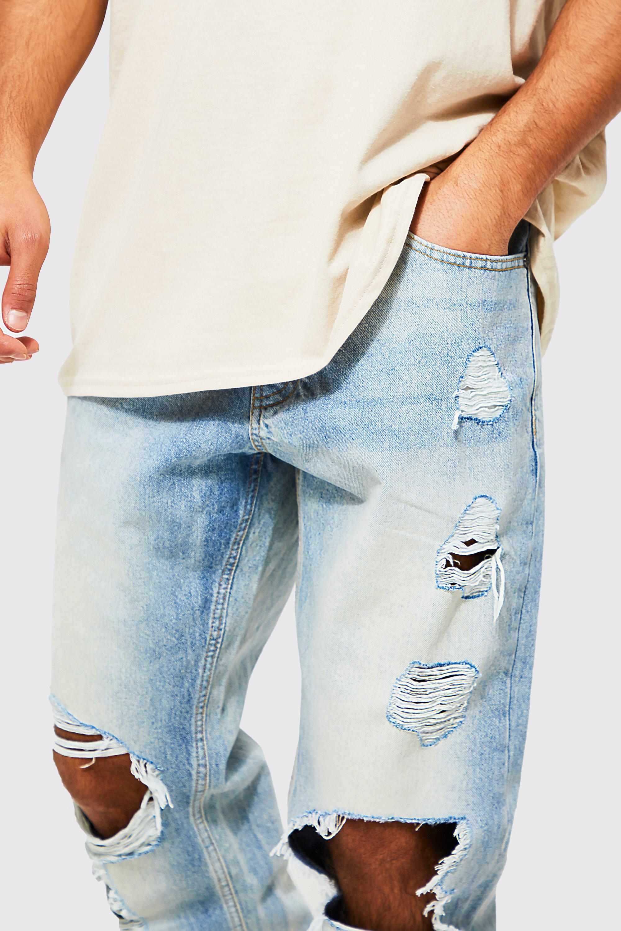 Jean droit delave dechire boohoo FR